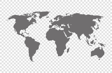 Fototapeta na wymiar vector illustration of gray colored world map on transparent background 