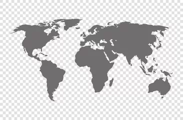 Rolgordijnen vectorillustratie van grijs gekleurde wereldkaart op transparante background © agrus