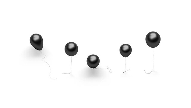 Black balloon levitates animation, different views