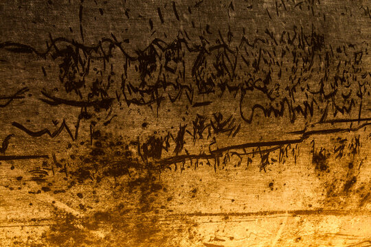 Cave paintings of ancient people. Ancient drawings in the cave.