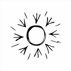 abstract hand drawn sun or star in doodle style, single doodle element