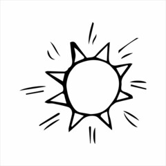 abstract hand drawn sun or star in doodle style, single doodle element