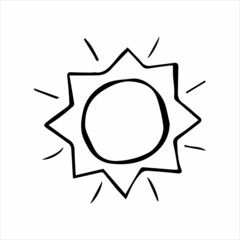 abstract hand drawn sun or star in doodle style, single doodle element