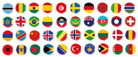 big set of round banner with countrie flags on white background - vector illustration 