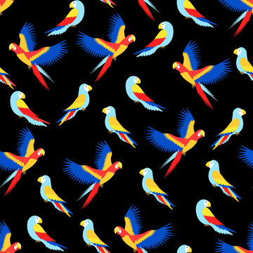 Colorful parrots seamless pattern