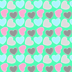 Vector seamless love symbol pattern, with stylish hearts