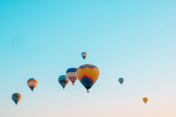 Hot air balloons. Travel to Cappadocia background photo.
