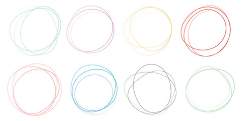 set of different colored round vector frames - circle banners on white background	
