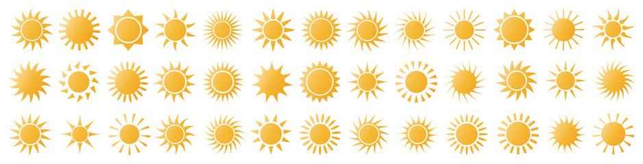 big set of sun web icons - vector design elements	