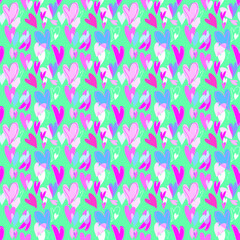 Vector seamless love symbol pattern, with stylish hearts