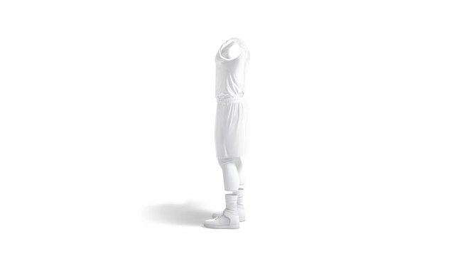 Blank white basketball uniform mockup, looped rotation