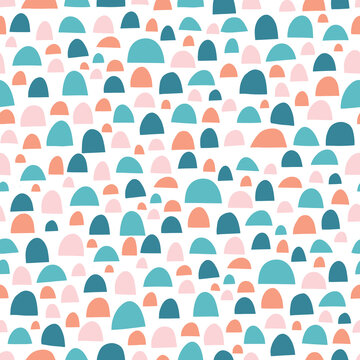 Fototapeta Kids abstract doodle shapes seamless vector pattern paper cut out collage style. Blue pink white modern childish repeating background. For kids fabric, surface decor, fashion, wallpaper, packaging.