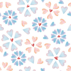 seamless valentine day background with flower from heart shape , greeting card