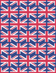 Union jack flag vector seamless pattern on blue background
