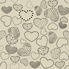 Vector seamless love symbol pattern, with stylish hearts