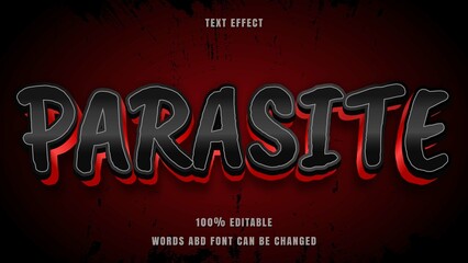 3d Modern Black In Red Word Parasite Editable Text Effect Design Template