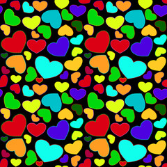 Vector seamless love symbol half-drop pattern, with stylish hearts 