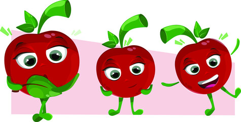 Ripe red cherries with leaves