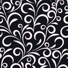 black and white scroll elements seamless pattern