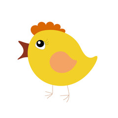 A cute yellow chick, a sweet little birdy cartoon, baby chicken character
