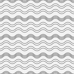 Wavy repeated lines. Vector seamless black stripes pattern.