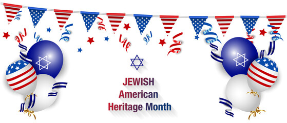 Jewish American Heritage Month. The Star of David is a symbol of the Jews. Jewish and American symbols. Fireworks. Realistic vector