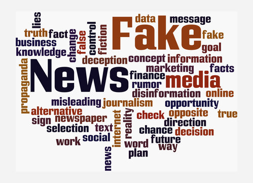 Word Cloud with FAKE NEWS concept, isolated on a white background