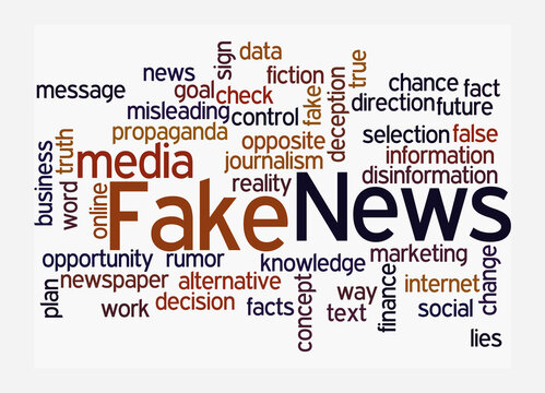 Word Cloud with FAKE NEWS concept, isolated on a white background