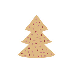 Gingerbread christmas tree. Holiday cookie in shape of christmas tree. Vector image for christmas, winter holiday, cooking.