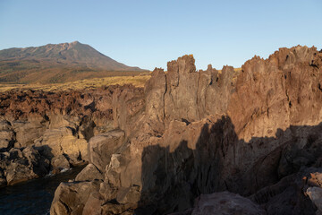 Fototapeta na wymiar Yankito volcanic plateau at sunset. Iturup Island. South Kuriles