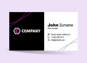 Business card with abstract modern design. White and black card