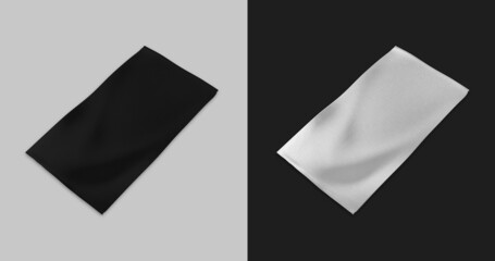 Black and White cotton beach towel mock up. 3D High Quality Image. - obrazy, fototapety, plakaty