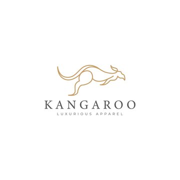 Kangaroo icon logo design vector illustration. Australia animal identity sign with simple luxury style.
