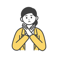 女性社員が腕でばつを作っているイラスト素材