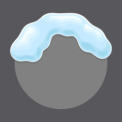 Blank frozen round shaped banner with snow vector illustration on gray background