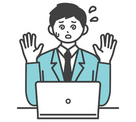 男性社員がパソコンを操作するイラスト素材