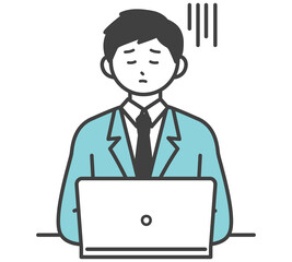 男性社員がパソコンを操作するイラスト素材