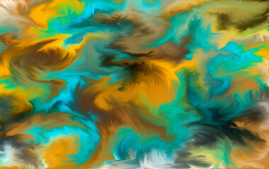 Abstract clouds. Multicolor dynamic background. Colored fluid explosion. 3d illustration