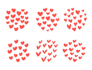 red hearts of love for decorating Valentine's cards