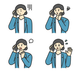 女性社員がスマートフォンで連絡するイラスト素材