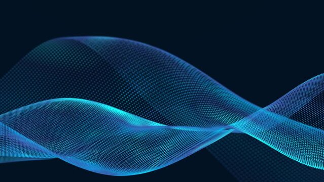 Beautiful wave. Wave motion of points. The concept of science, technology, business, space. Banner, wallpaper Looped animation 4K