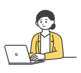 女性社員がパソコンを操作するイラスト素材