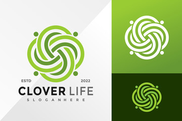 Nature Clover Life Logo Design Vector illustration template