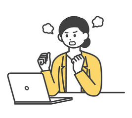 女性社員がパソコンを操作するイラスト素材