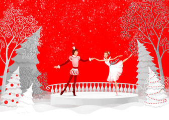 new year card, prince and ballerina