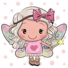 Cartoon fairy girl on a white background