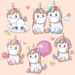 Cartoon Unicorns isolated on a white background © reginast777