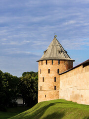 Fototapeta na wymiar The walls of the Kremlin in Veliky Novgorod