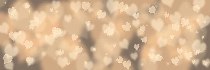 Valentine's day or wedding background with hearts. Decorative, romantic love bokeh background. 3d illustration