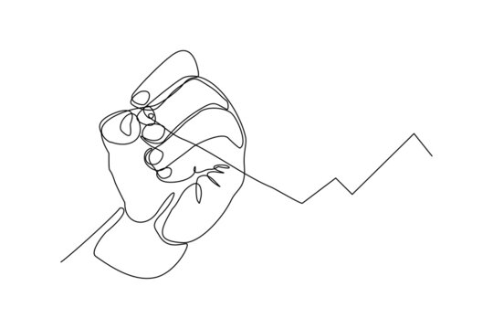 recommend clip art: Continuous single one line drawing art of hand write business growth chart graphic vector illustration